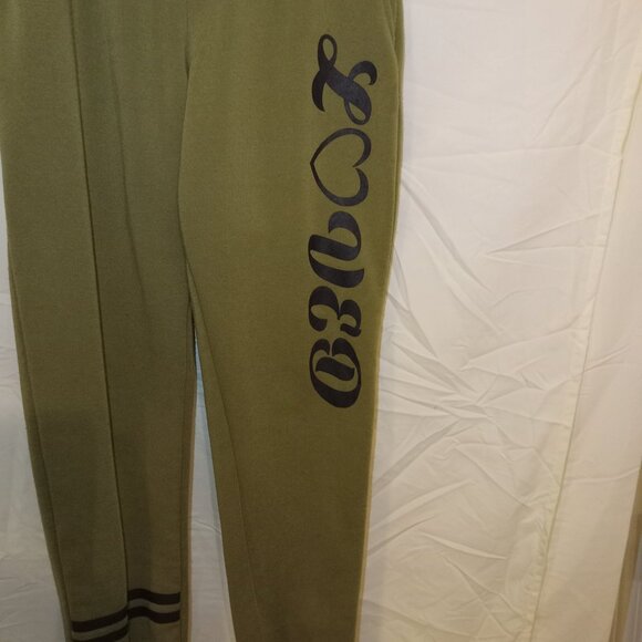 HYPE Womans Sweatpants Sz. M  Green With Loved On Left Pantleg - Picture 1 of 6
